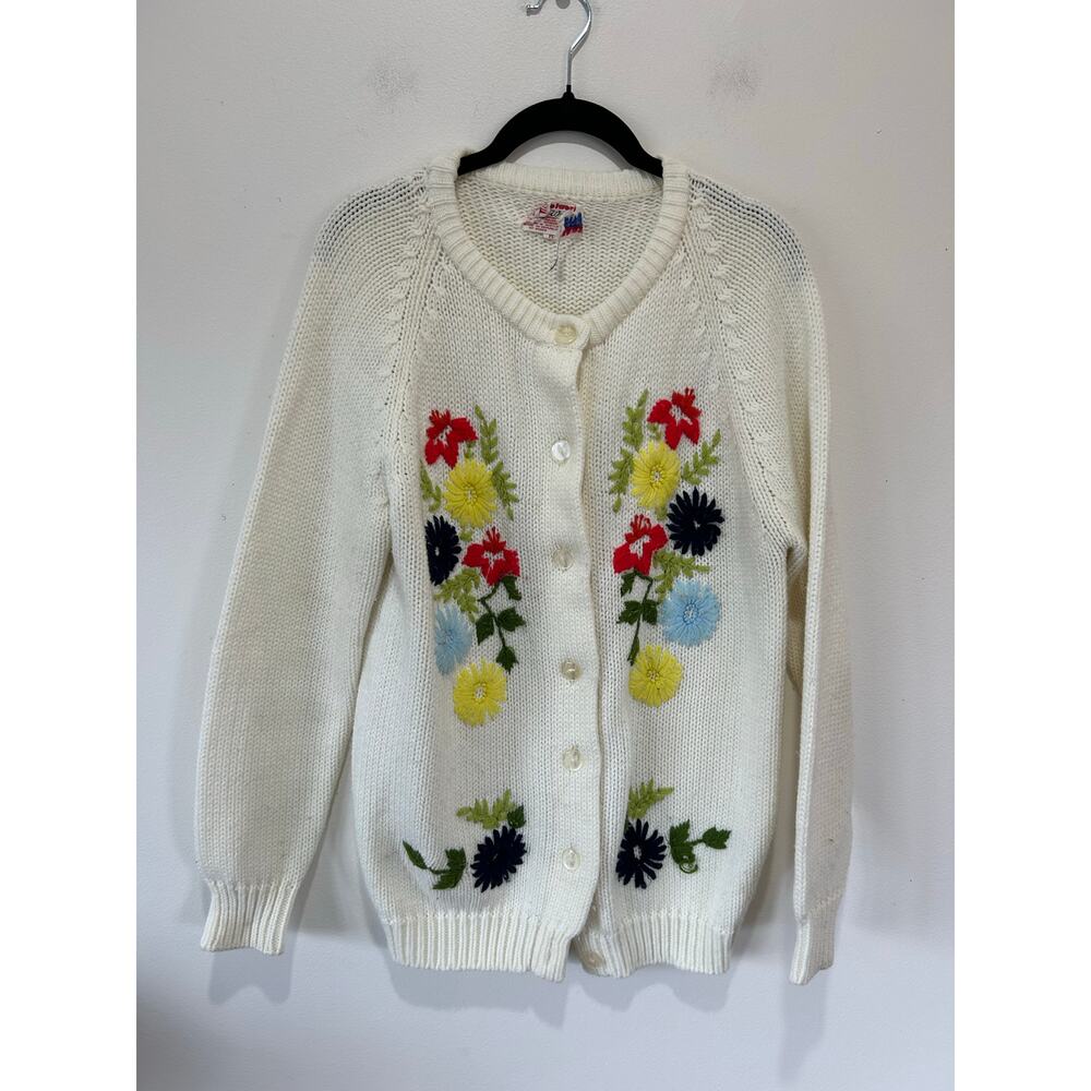 Vintage WoolCo Woolworth floral knit cardigan size M
